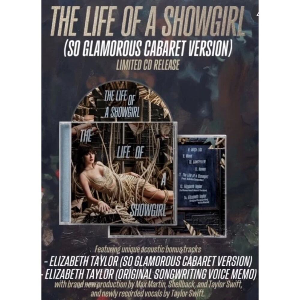 Taylor Swift The Life Of A Showgirl CD Acoustic So Glamorous Cabaret Version